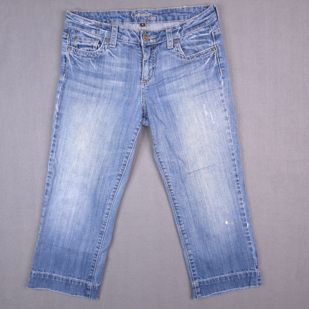 Common Genes Capri Jeans Blue 4 Embroidered Pockets Y2K 2000s